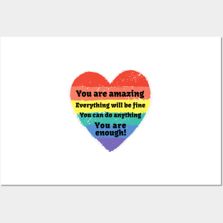Cute You Are Amazing Rainbow Chalk Heart Posters and Art